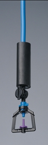 Inline irrigation filter with a transparent body fitted on a blue supply line